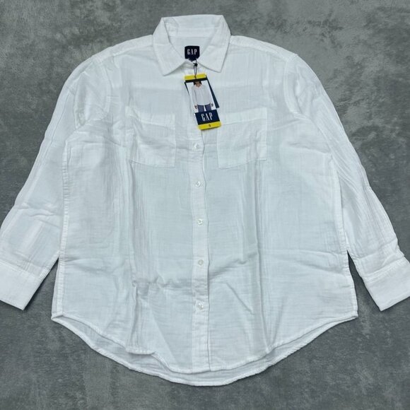 Gap Womens White Button-Up Shirt Small 100% Cotton Long Sleeve d0832 - Picture 3 of 8
